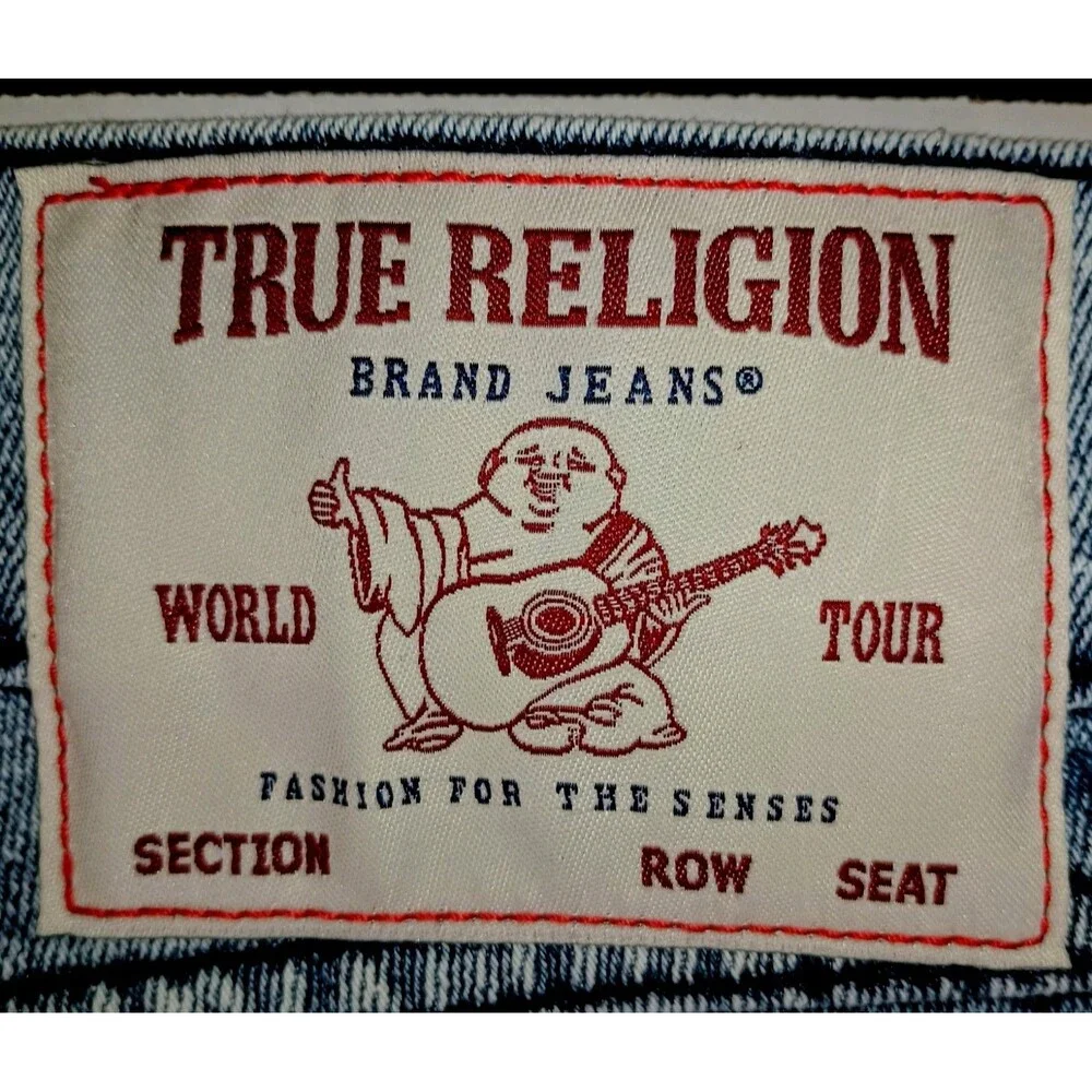 TRUE  RELIGION Light Wash Denim Cotton Relaxed Straight Flap Jeans (XP0053) NEW